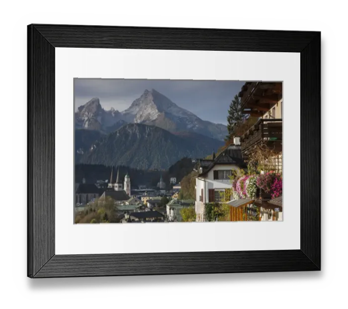 Framed Print : Germany, Bavaria, Berchtesgaden, elevated town view with Watzmann Mountain (el Framed Print : Germany, Bavaria, Berchtesgaden, elevated town view with Watzmann Mountain (el