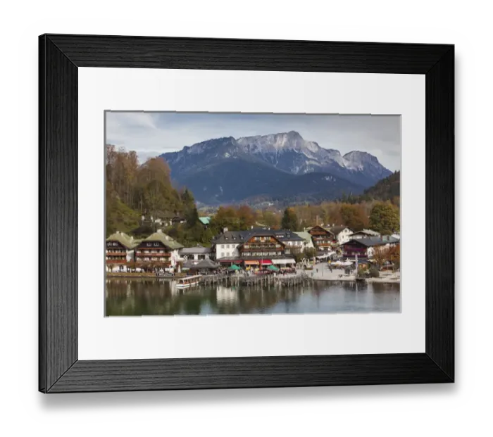 Framed Print : Germany, Bavaria, Konigsee, village by Konigsee Lake, elevated viillage view, fall Framed Print : Germany, Bavaria, Konigsee, village by Konigsee Lake, elevated viillage view, fall