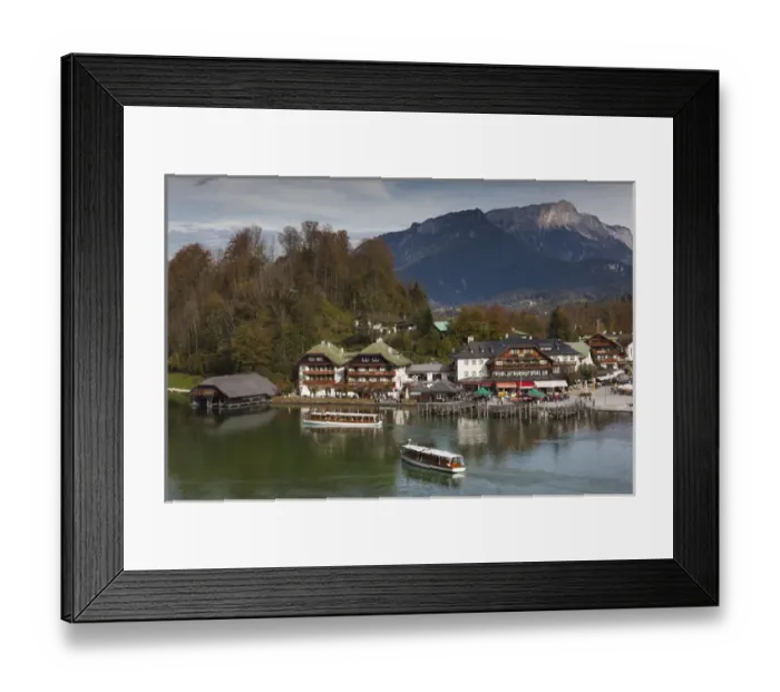 Framed Print : Germany, Bavaria, Konigsee, village by Konigsee Lake, elevated viillage view, fall Framed Print : Germany, Bavaria, Konigsee, village by Konigsee Lake, elevated viillage view, fall