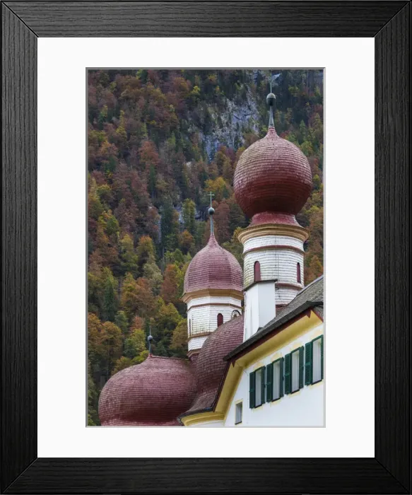 Framed Print : Germany, Bavaria, Konigsee, St. Bartholoma, St. Bartholoma chapel, fall