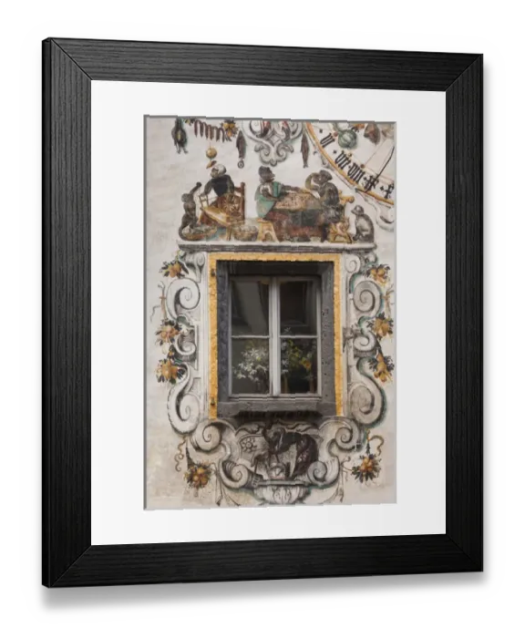 Framed Print : Germany, Bavaria, Bad Reichenhall, sgrafitto building detail