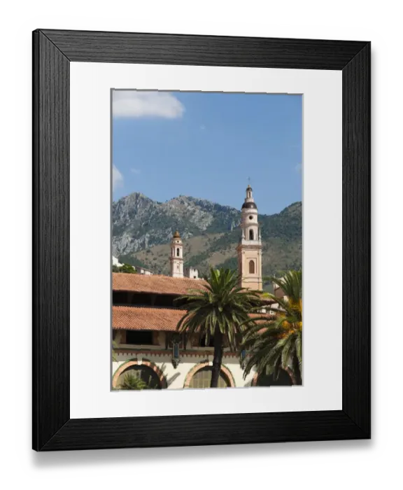 Framed Print : St. Michel church bell tower and old market, Menton, French Riviera, Cote d Azur Framed Print : St. Michel church bell tower and old market, Menton, French Riviera, Cote d Azur