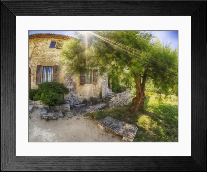 Framed Print : Europe; France; Provence; Sunrays streaming above St Hilaire Abbey