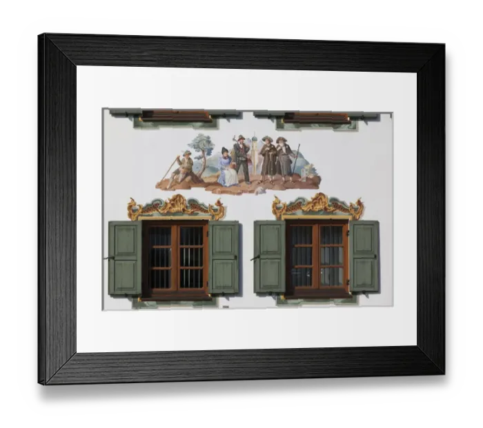 Framed Print : Germany, Bavaria, Wallgau, Bavarian sgrafito building decoration