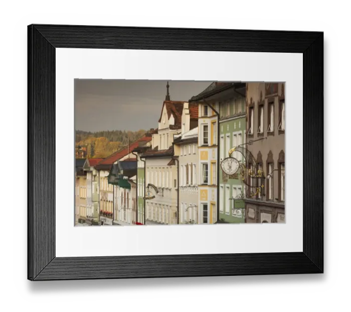 Framed Print : Germany, Bavaria, Bad Tolz, Marktstrasse, pedestrian street, morning Framed Print : Germany, Bavaria, Bad Tolz, Marktstrasse, pedestrian street, morning