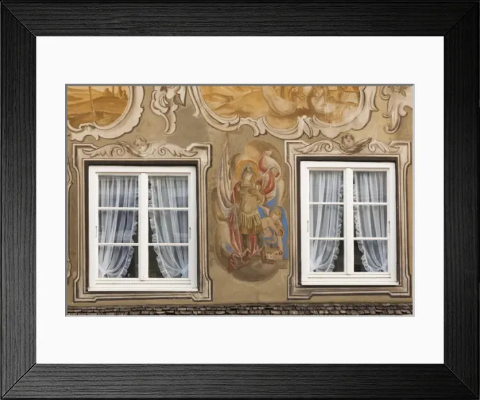 Framed Print : Germany, Bavaria, Bad Tolz, Marktstrasse, pedestrian street, building details Framed Print : Germany, Bavaria, Bad Tolz, Marktstrasse, pedestrian street, building details