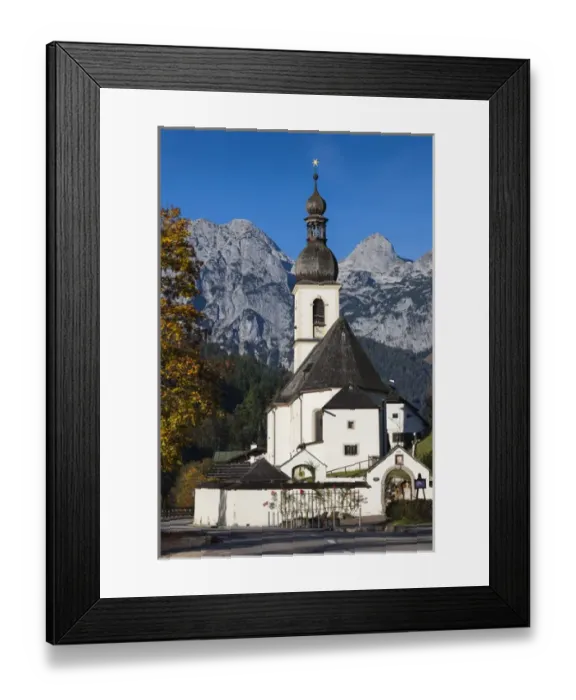 Framed Print : Germany, Bavaria, Ramsau, Ramsau church, fall Framed Print : Germany, Bavaria, Ramsau, Ramsau church, fall