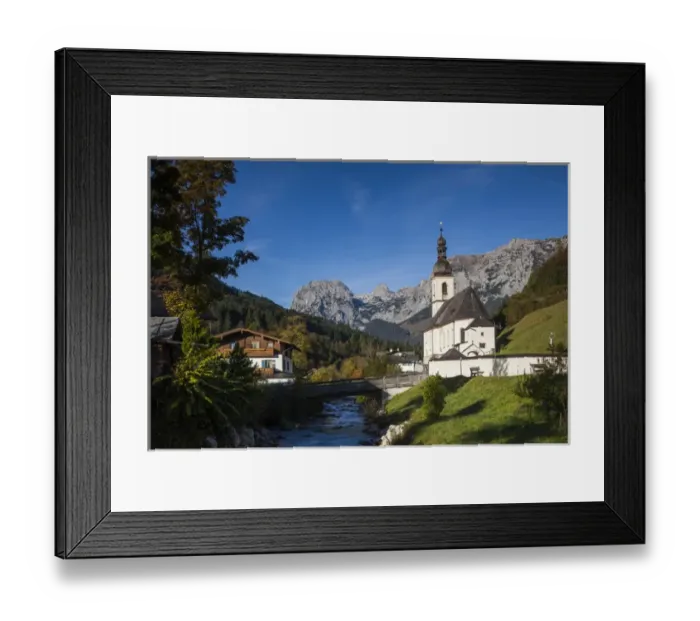 Framed Print : Germany, Bavaria, Ramsau, Ramsau church, fall Framed Print : Germany, Bavaria, Ramsau, Ramsau church, fall
