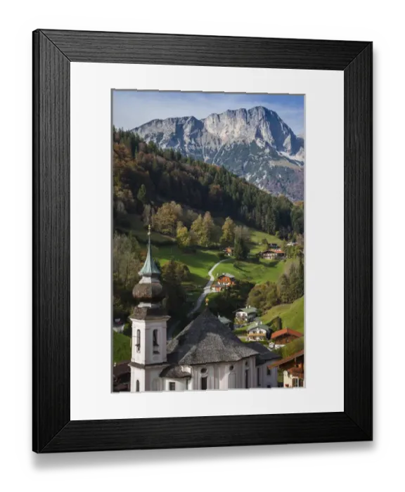 Framed Print : Germany, Bavaria, Maria Gern, Maria Gern village church, elevated view, fall Framed Print : Germany, Bavaria, Maria Gern, Maria Gern village church, elevated view, fall