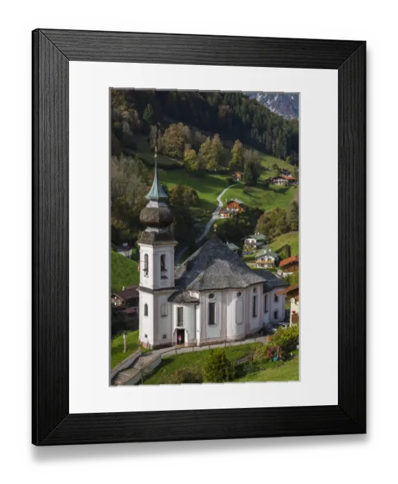 Framed Print : Germany, Bavaria, Maria Gern, Maria Gern village church, elevated view, fall