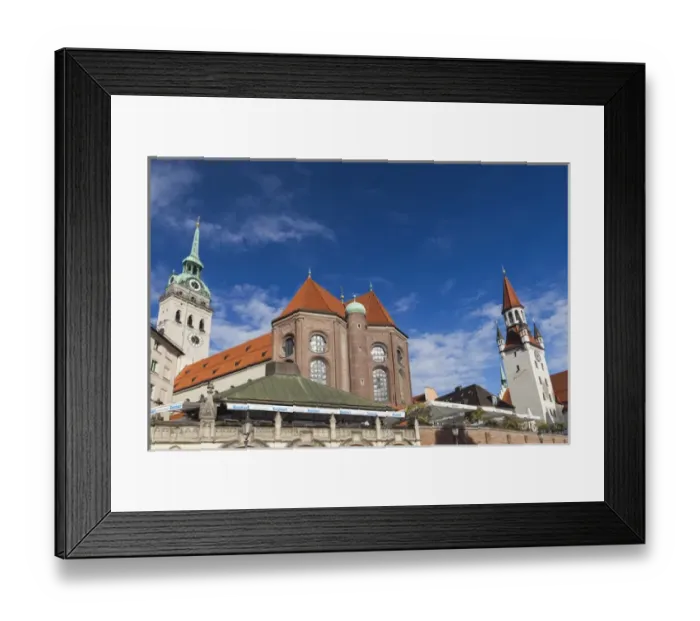 Framed Print : Germany, Bavaria, Munich, Peterskirche church and Altes Rathaus, old town hall Framed Print : Germany, Bavaria, Munich, Peterskirche church and Altes Rathaus, old town hall