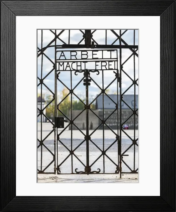 Framed Print : Germany, Bavaria, Munich-Dachau, WW-2 era Nazi concentration camp, entrance gate Framed Print : Germany, Bavaria, Munich-Dachau, WW-2 era Nazi concentration camp, entrance gate