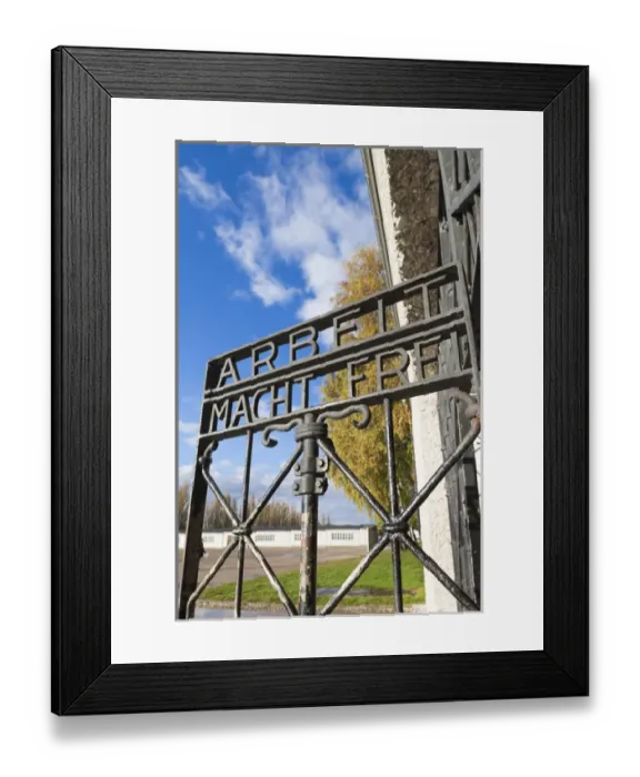 Framed Print : Germany, Bavaria, Munich-Dachau, WW-2 era Nazi concentration camp, entrance gate Framed Print : Germany, Bavaria, Munich-Dachau, WW-2 era Nazi concentration camp, entrance gate