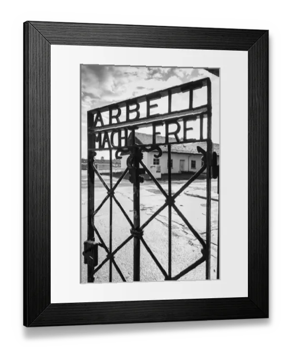Framed Print : Germany, Bavaria, Munich-Dachau, WW-2 era Nazi concentration camp, entrance gate