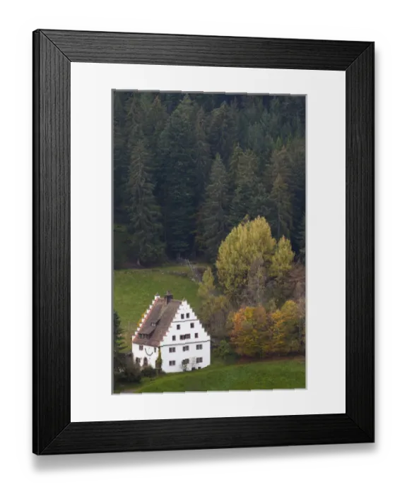 Framed Print : Germany, Baden-Wurttemburg, Black Forest, Lossburg, elevated famhouse view, fall Framed Print : Germany, Baden-Wurttemburg, Black Forest, Lossburg, elevated famhouse view, fall