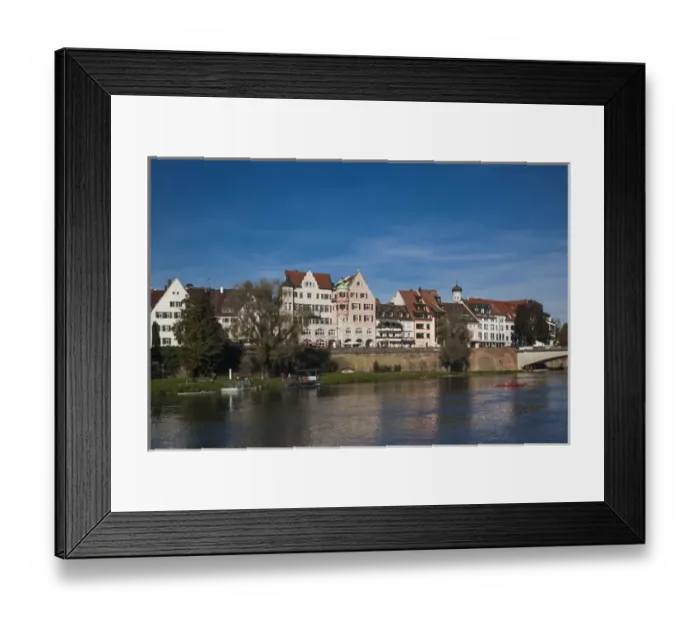 Framed Print : Germany, Baden-Wurttemburg, Ulm, buildings along the city wall and Danube River Framed Print : Germany, Baden-Wurttemburg, Ulm, buildings along the city wall and Danube River
