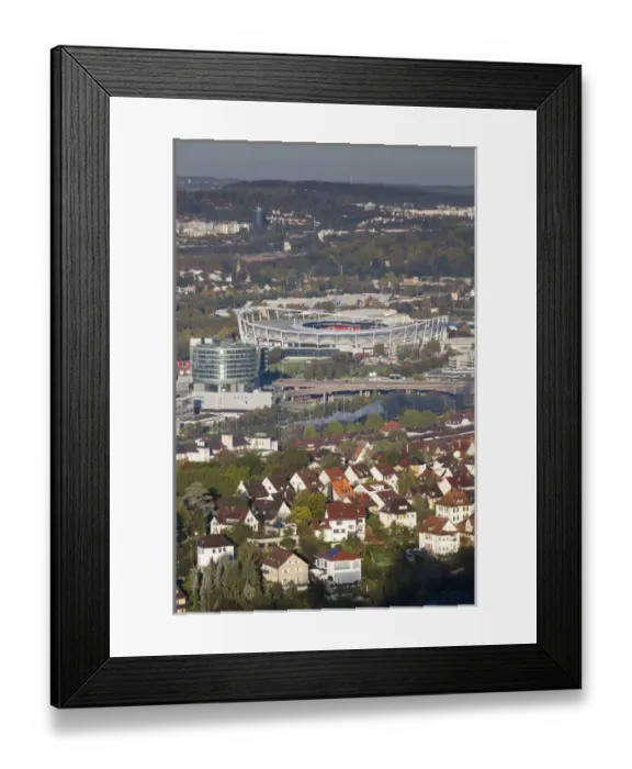 Framed Print : Germany, Baden-Wurttemburg, Stuttgart-Unter-Turkheim, elevated view of Mercedes-Benz Framed Print : Germany, Baden-Wurttemburg, Stuttgart-Unter-Turkheim, elevated view of Mercedes-Benz