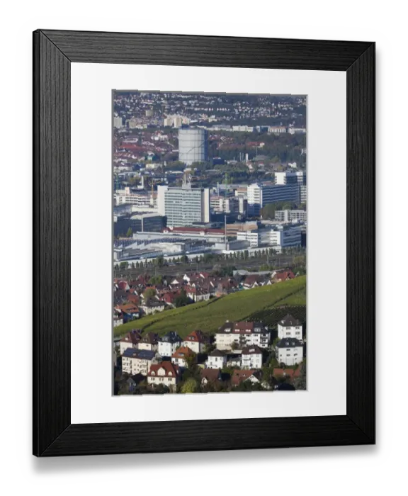 Framed Print : Germany, Baden-Wurttemburg, Stuttgart-Unter-Turkheim, elevated view of Mercedes-Benz