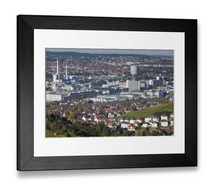 Framed Print : Germany, Baden-Wurttemburg, Stuttgart-Unter-Turkheim, elevated view of Mercedes-Benz Framed Print : Germany, Baden-Wurttemburg, Stuttgart-Unter-Turkheim, elevated view of Mercedes-Benz