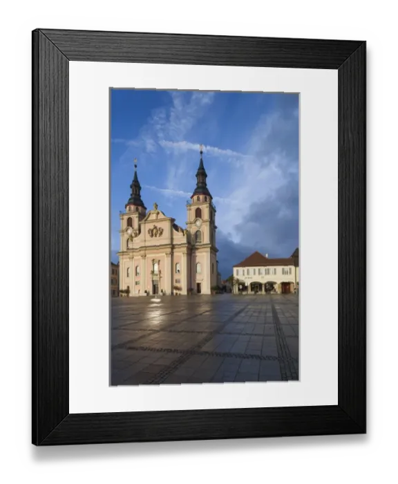 Framed Print : Germany, Baden-Wurttemburg, Ludwigsburg, Marktplatz, Statdtkirche church, dawn