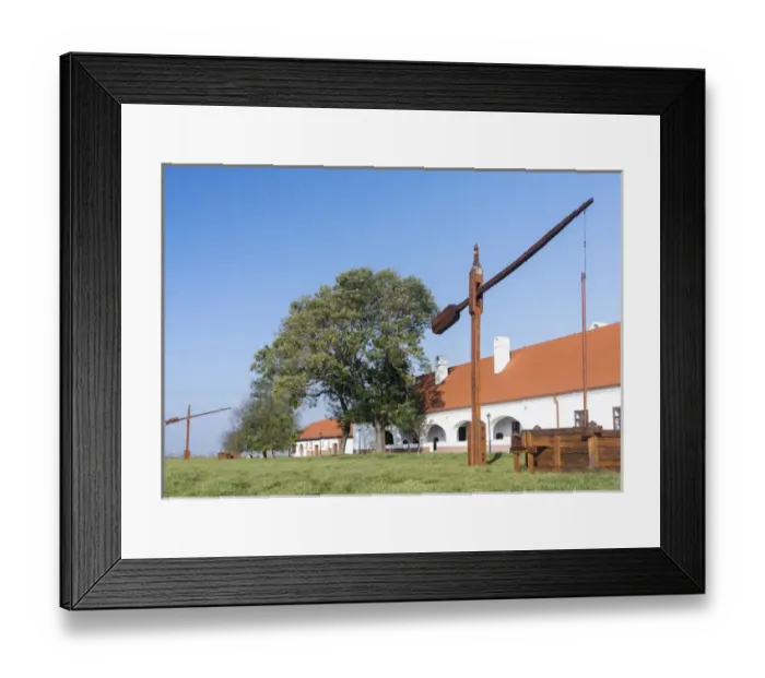 Framed Print : Traditional water well (well sweep or shadoof) in the hungarian lowland plains also