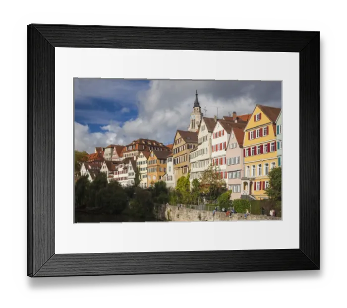 Framed Print : Germany, Baden-Wurttemburg, Tubingen, old town buildings along the Neckar River Framed Print : Germany, Baden-Wurttemburg, Tubingen, old town buildings along the Neckar River