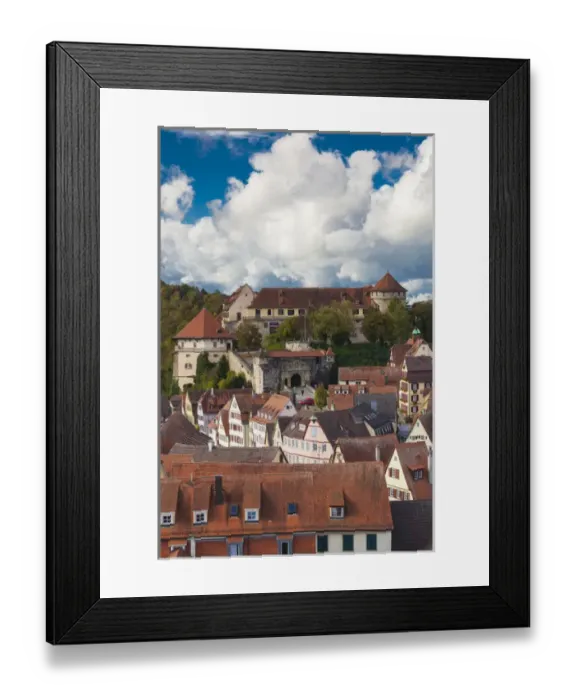 Framed Print : Germany, Baden-Wurttemburg, Tubingen, elevated town view towards the Schloss Palace