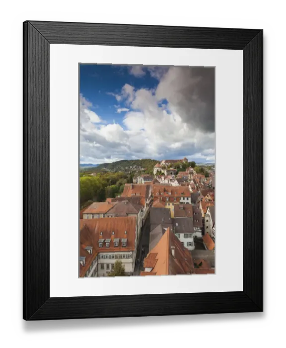 Framed Print : Germany, Baden-Wurttemburg, Tubingen, elevated town view towards the Schloss Palace