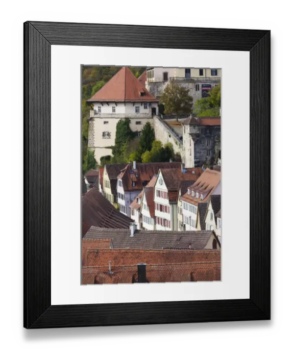 Framed Print : Germany, Baden-Wurttemburg, Tubingen, elevated town view towards the Schloss Palace Framed Print : Germany, Baden-Wurttemburg, Tubingen, elevated town view towards the Schloss Palace