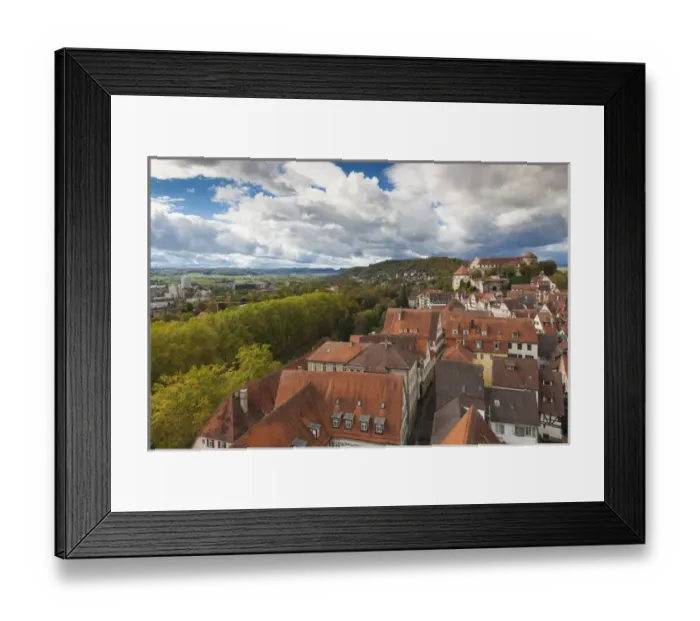 Framed Print : Germany, Baden-Wurttemburg, Tubingen, elevated town view towards the Schloss Palace Framed Print : Germany, Baden-Wurttemburg, Tubingen, elevated town view towards the Schloss Palace