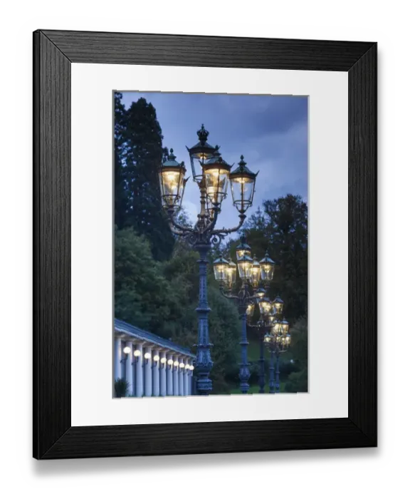 Framed Print : Germany, Baden-Wurttemburg, Baden-Baden, Kurhaus area streetlights, dusk Framed Print : Germany, Baden-Wurttemburg, Baden-Baden, Kurhaus area streetlights, dusk