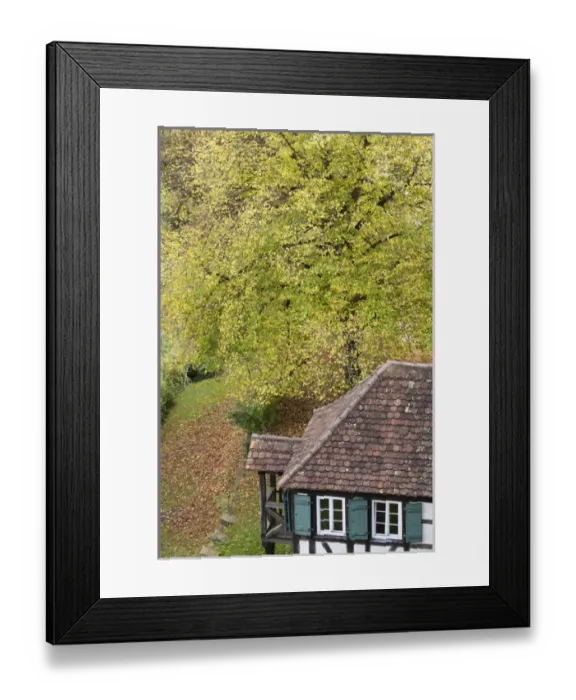 Framed Print : Germany, Baden-Wurttemburg, Tubingen, elevated town view in the fall Framed Print : Germany, Baden-Wurttemburg, Tubingen, elevated town view in the fall