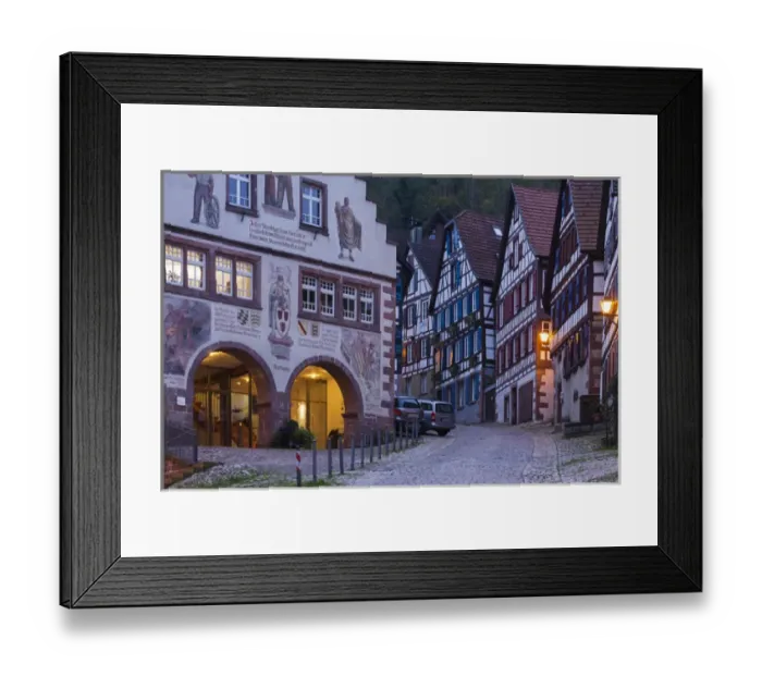 Framed Print : Germany, Baden-Wurttemburg, Black Forest, Schiltach, town hall, dawn Framed Print : Germany, Baden-Wurttemburg, Black Forest, Schiltach, town hall, dawn