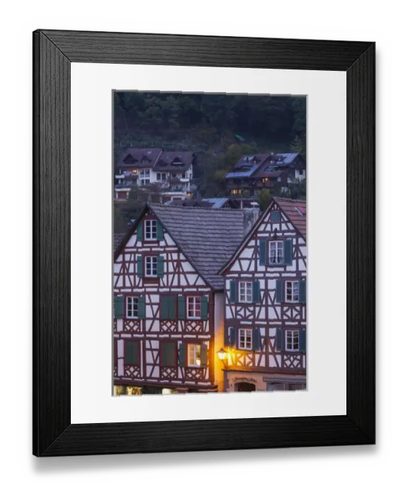 Framed Print : Germany, Baden-Wurttemburg, Black Forest, Schiltach, traditional building details, dawn Framed Print : Germany, Baden-Wurttemburg, Black Forest, Schiltach, traditional building details, dawn