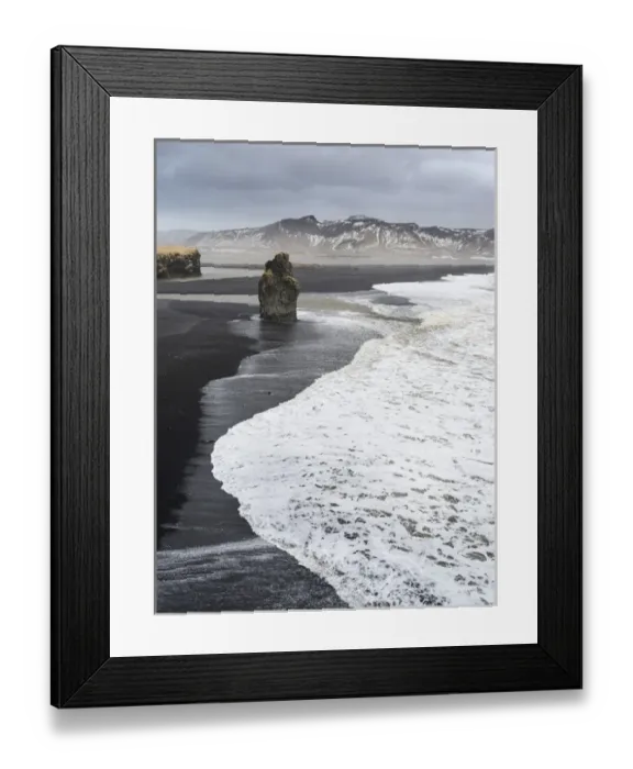 Framed Print : North Atllantic coast near Vik y Myrdal during a winter storm with heavy gales. europe