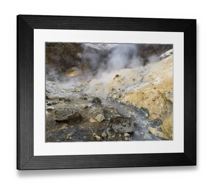 Framed Print : Geothermal area Seltun heated by the vulcano Krysuvik on Reykjanes peninsula during winter