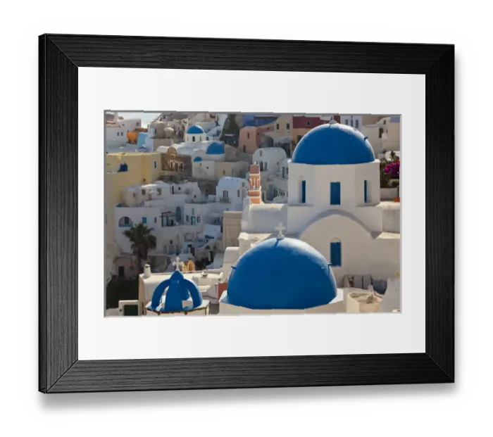 Framed Print : The village of Oia Santorini Cyclades islands, Greece