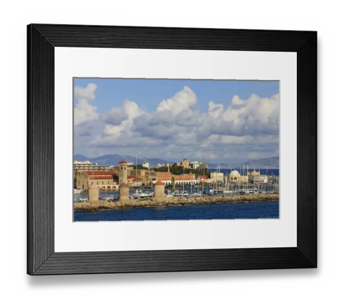 Framed Print : Rhodes Town Harbor. Rhodes. Greece