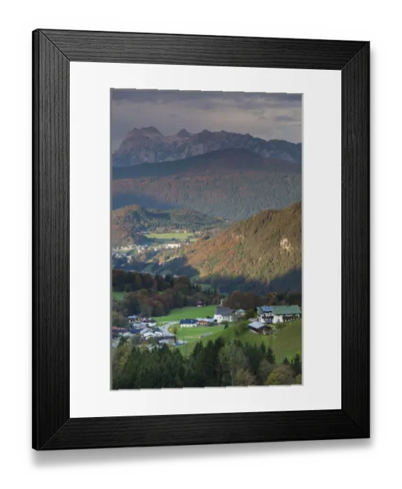 Framed Print : Germany, Bavaria, Oberau, elevated town view from the Rossfeld Panoramic Ring Road Framed Print : Germany, Bavaria, Oberau, elevated town view from the Rossfeld Panoramic Ring Road
