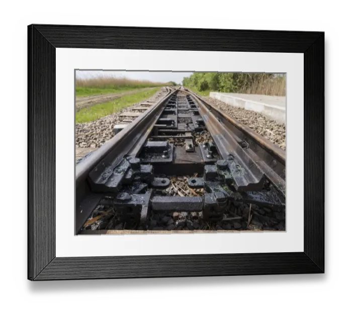 Framed Print : Switch of the local railway at the fish ponds near Hortobagy (Hortobagy Halastavi Kisvasut)