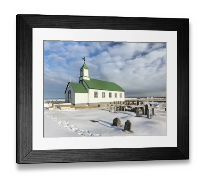 Framed Print : The old church of Gardur, Reykjanes peninsula during winter. europe, northern europe Framed Print : The old church of Gardur, Reykjanes peninsula during winter. europe, northern europe