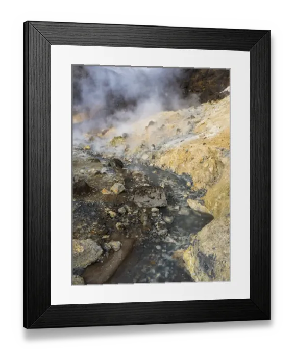 Framed Print : Geothermal area Seltun heated by the vulcano Krysuvik on Reykjanes peninsula during winter