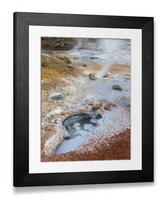 Framed Print : Geothermal area Seltun heated by the vulcano Krysuvik on Reykjanes peninsula during winter