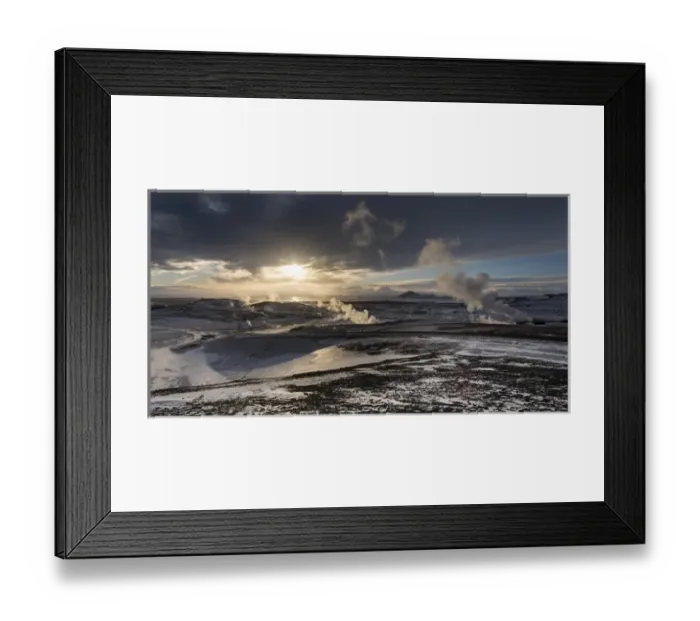 Framed Print : Hot steam rising from the geothermal power plant Bjarnaflag near the vulcano Krafla