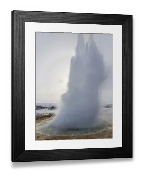 Framed Print : The geothermal area Haukadalur part of the touristic route Golden Circle during winter Framed Print : The geothermal area Haukadalur part of the touristic route Golden Circle during winter