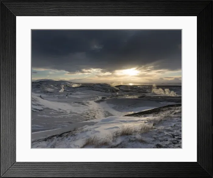 Framed Print : Hot steam rising from the geothermal power plant Bjarnaflag near the vulcano Krafla Framed Print : Hot steam rising from the geothermal power plant Bjarnaflag near the vulcano Krafla