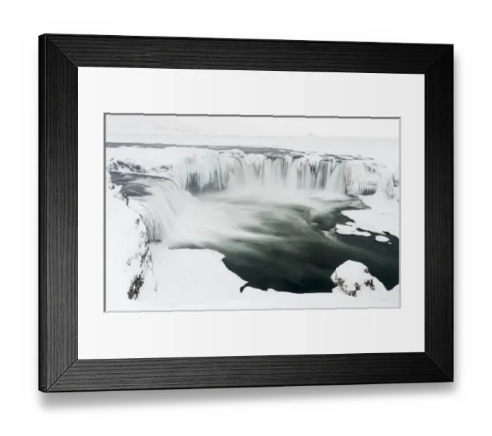 Framed Print : Godafoss one of the iconic waterfalls of Iceland during winter. europe, northern europe Framed Print : Godafoss one of the iconic waterfalls of Iceland during winter. europe, northern europe