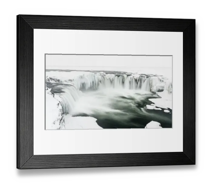 Framed Print : Godafoss one of the iconic waterfalls of Iceland during winter. europe, northern europe Framed Print : Godafoss one of the iconic waterfalls of Iceland during winter. europe, northern europe