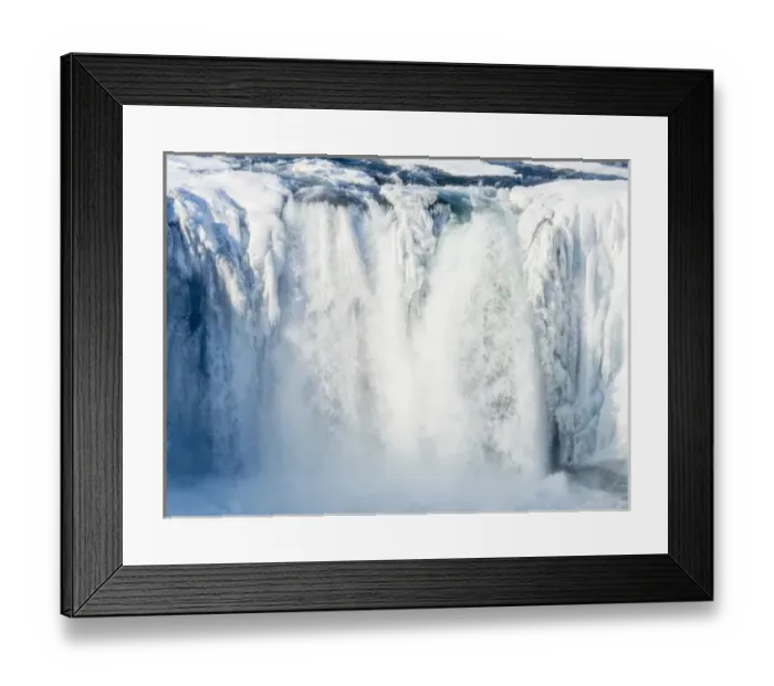 Framed Print : Godafoss one of the iconic waterfalls of Iceland during winter. europe, northern europe Framed Print : Godafoss one of the iconic waterfalls of Iceland during winter. europe, northern europe