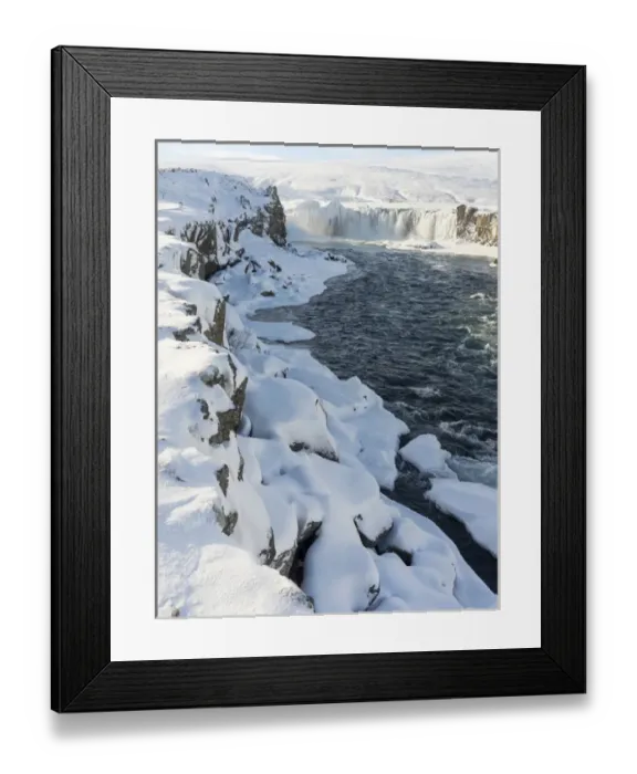 Framed Print : Godafoss one of the iconic waterfalls of Iceland during winter. europe, northern europe Framed Print : Godafoss one of the iconic waterfalls of Iceland during winter. europe, northern europe